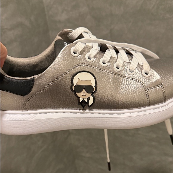 Karl Lagerfeld Metallic Silver Sneakers - Picture 10 of 10